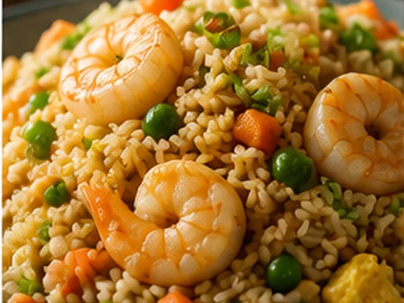 Shrimp fried rice bowl with vegetables